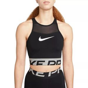 Nike Pro Black Dri Fit Sports Bra Cropped Training Shirt New Small $40 DM7689
